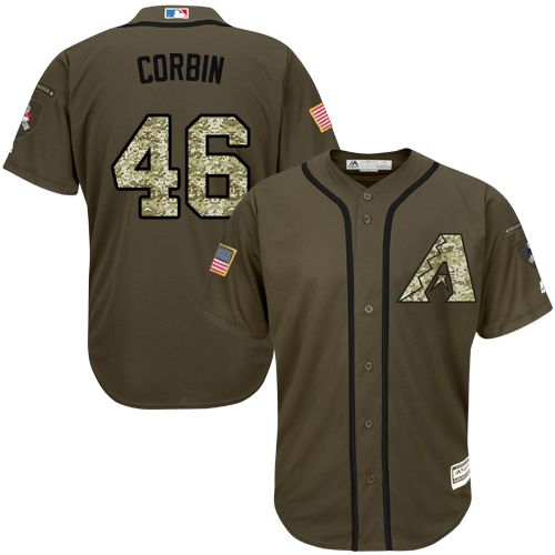 Diamondbacks #46 Patrick Corbin Green Salute to Service Stitched MLB Jersey - Click Image to Close